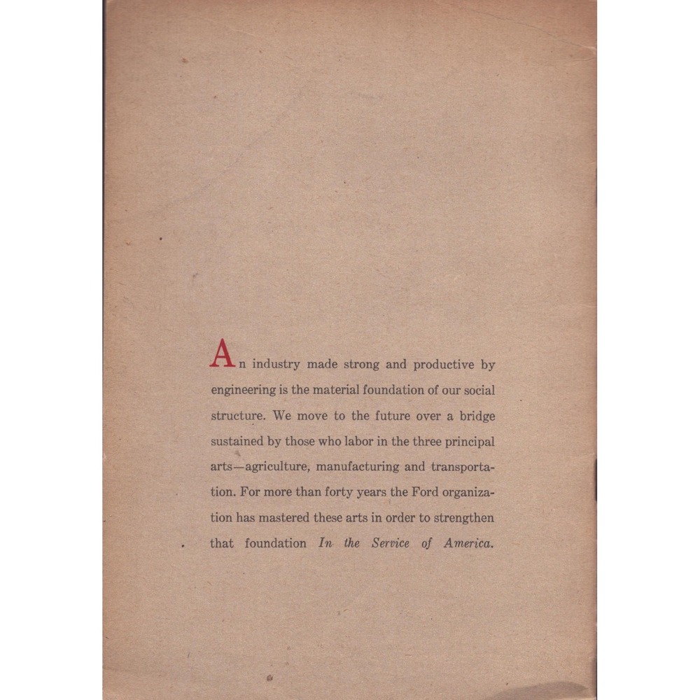 Vintage Ford Motor Company In the Service of America Booklet Dearborn Michigan - Picture 2 of 4